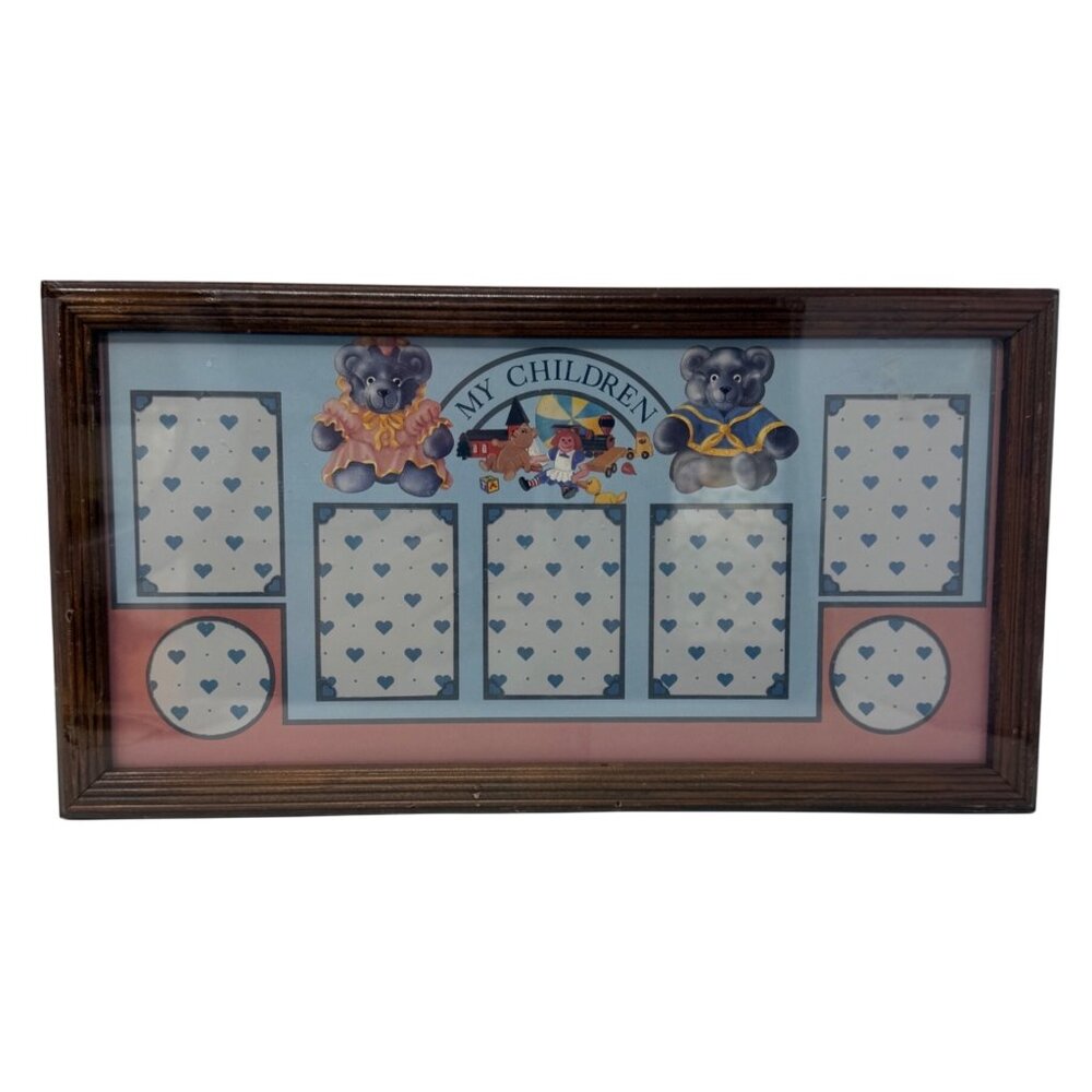 Vintage Teddy Bear “My Children” Photo Collage Frame Country Cottage Nursery